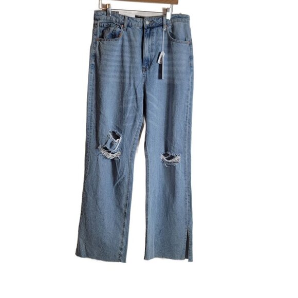 Sanctuary Denim Flashback Wide Leg Distressed Blue Jeans - sz 32 - Picture 1 of 4